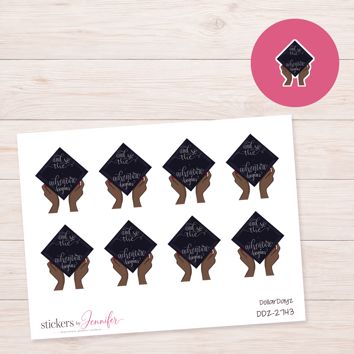 Adventure Begins Graduation Cap Planner Stickers | DDZ-2743
