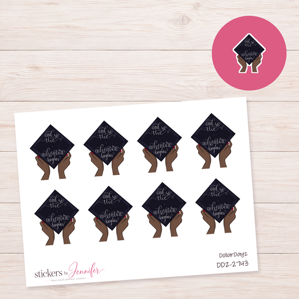 Adventure Begins Graduation Cap Planner Stickers | DDZ-2743