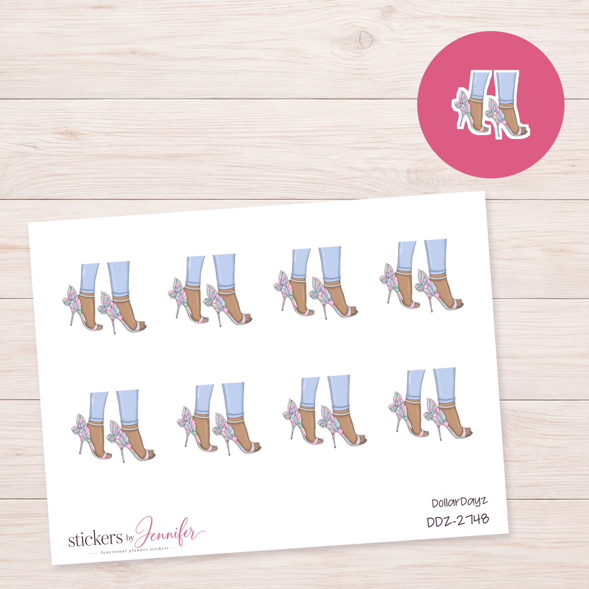 Pastel Floral Bow Heels Planner Stickers | DDZ-2748