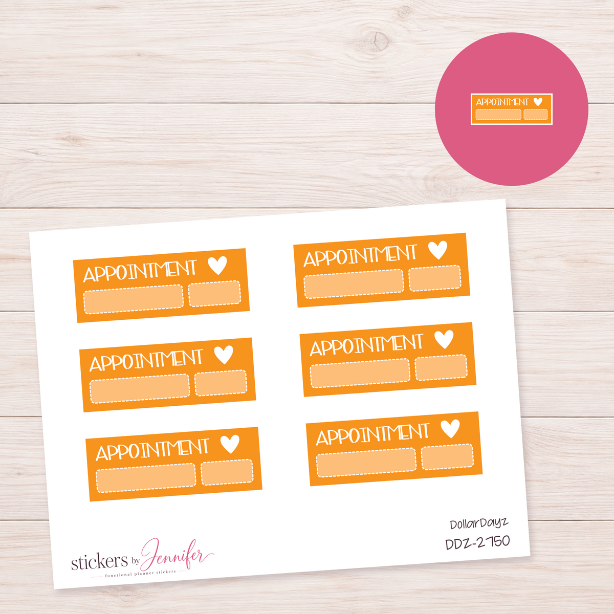 Orange Appointment Label Planner Stickers | DDZ-2750