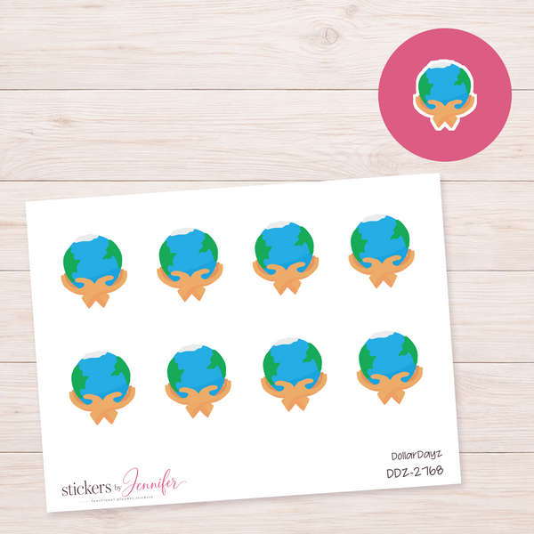 World in Hands Planner Stickers | DDZ-2768