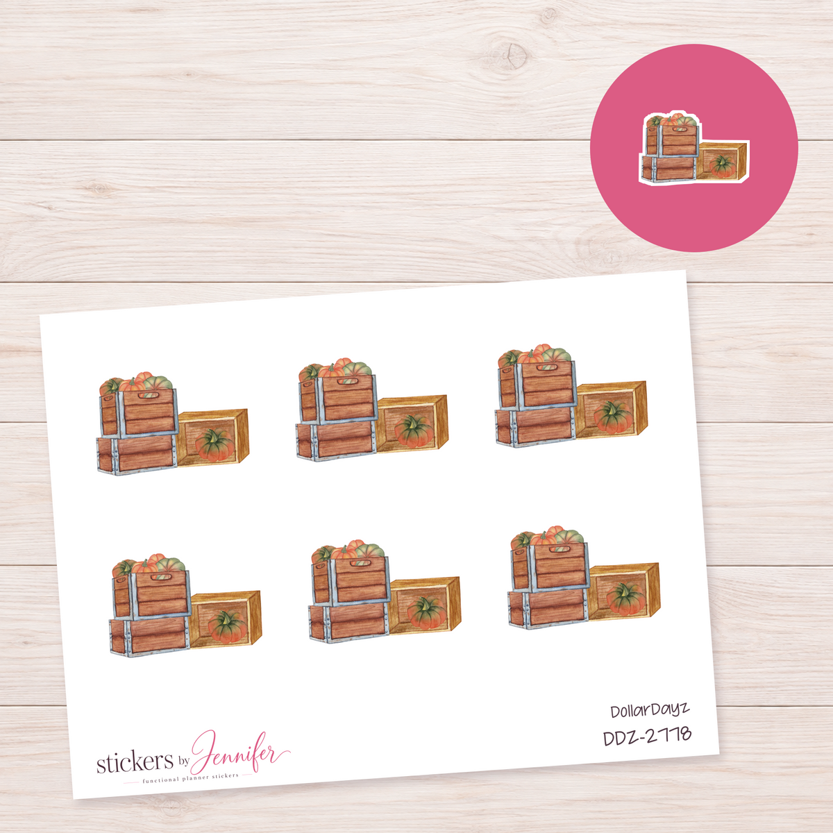 Stacked Pumpkin Crates Planner Stickers | DDZ-2778