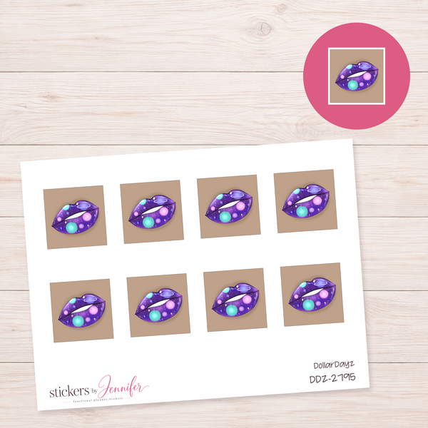 Purple Galaxy Lip Art Planner Stickers | DDZ-2795