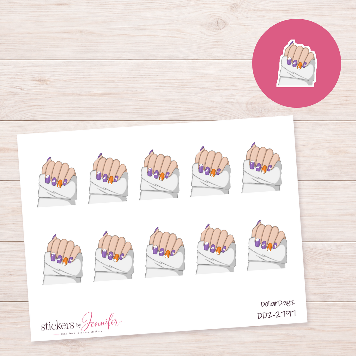 Purple Accent Nail Set Planner Stickers | DDZ-2797