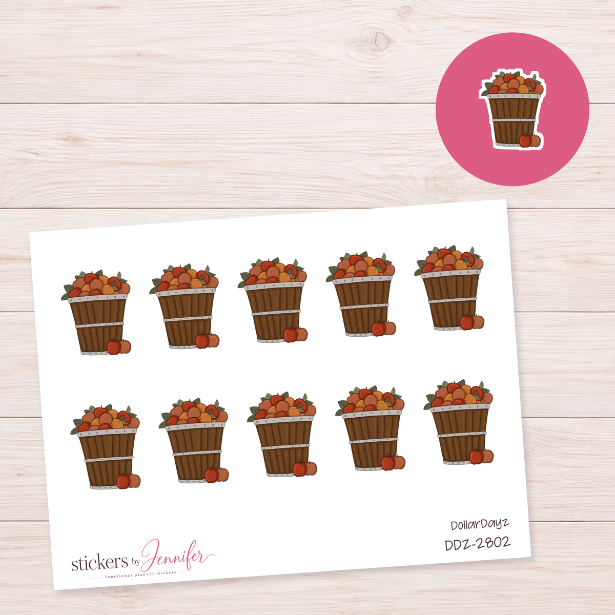 Autumn Apple Basket Planner Stickers | DDZ-2802
