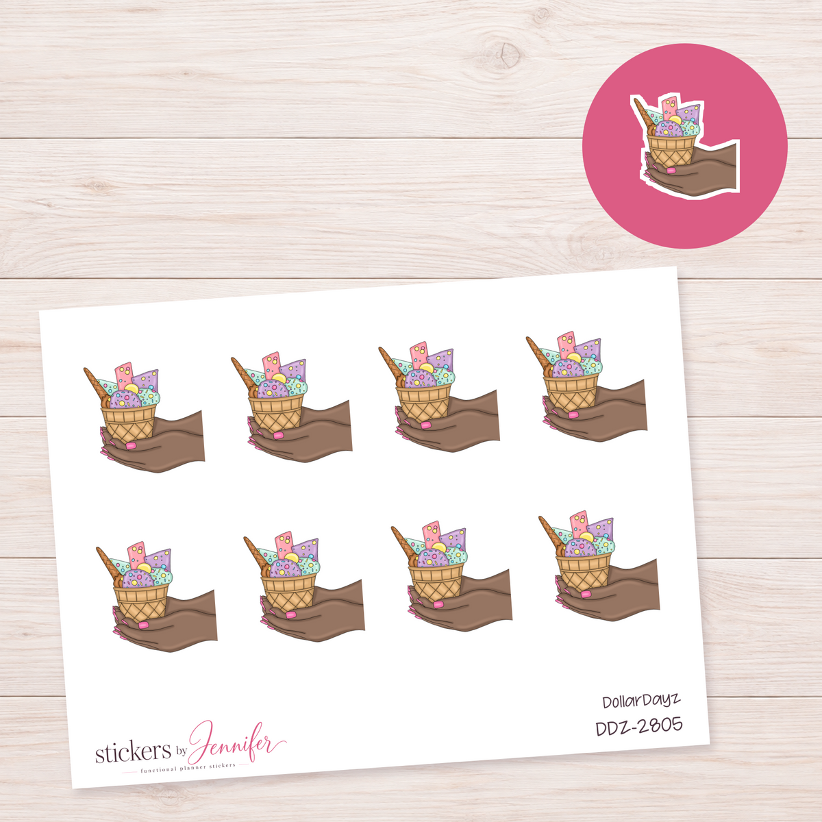 Colorful Ice Cream Handful Planner Stickers | DDZ-2805