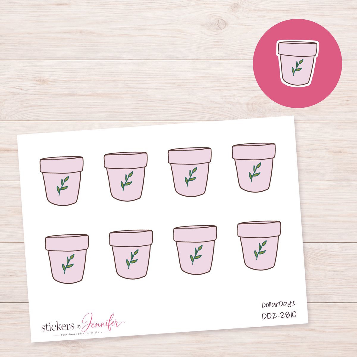 Pink Botanical Pot Planner Stickers | DDZ-2810