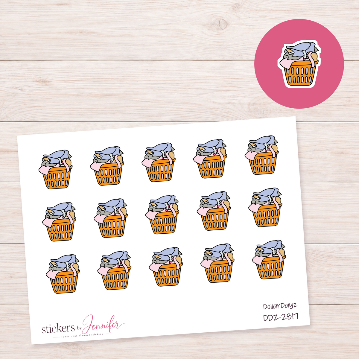 Orange Laundry Basket Planner Stickers | DDZ-2817