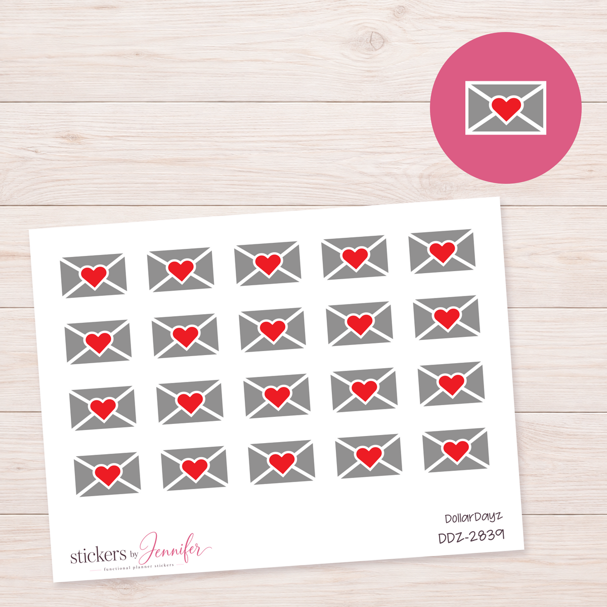 Gray Happy Mail Envelope Planner Stickers | DDZ-2839