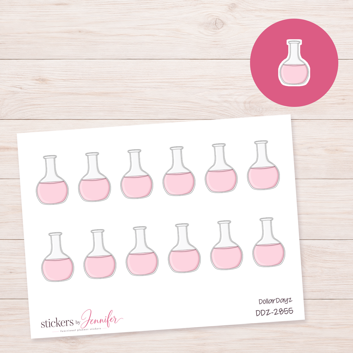 Pink Laboratory Flask Planner Stickers | DDZ-2855