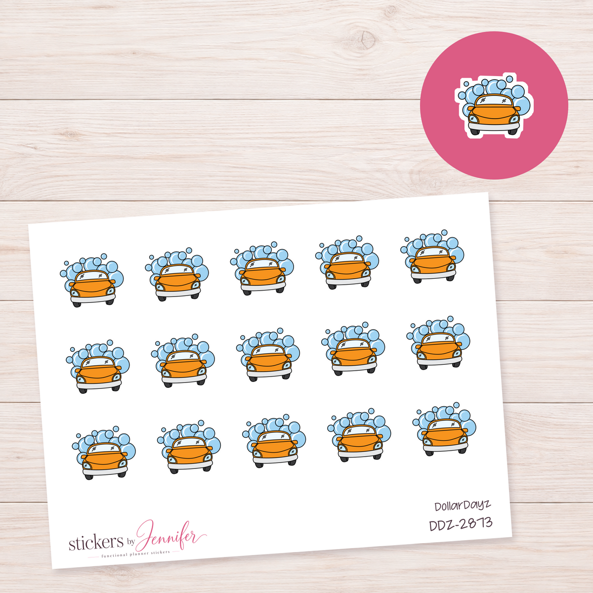Orange Car Wash Planner Stickers | DDZ-2873