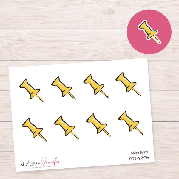 Yellow Pushpin Planner Stickers | DDZ-2896