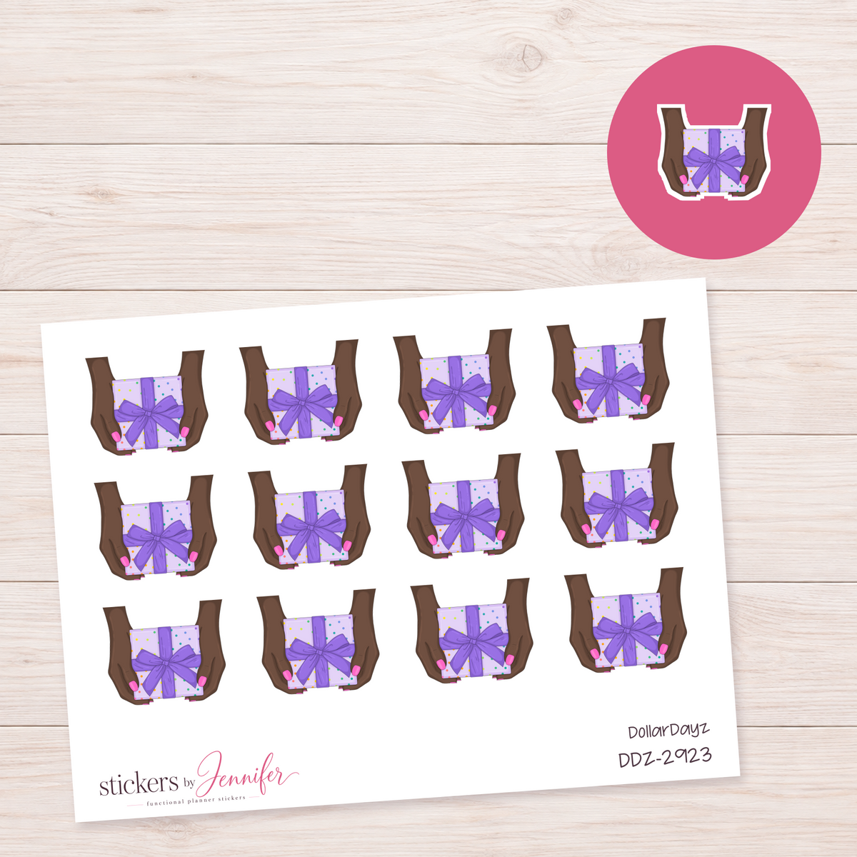 Lavender Present in Hands Planner Stickers | DDZ-2923
