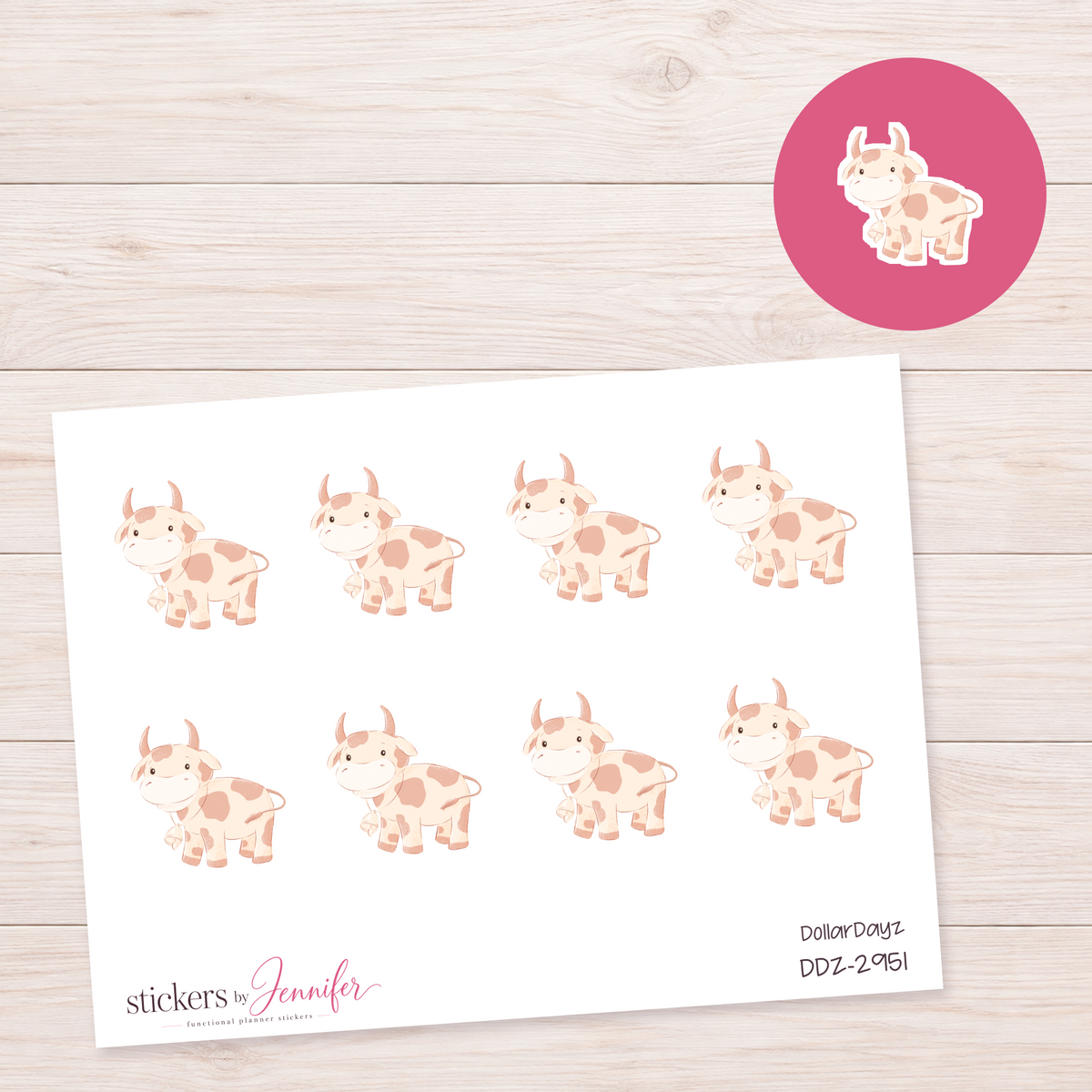 Little Spotted Cow Planner Stickers | DDZ-2951