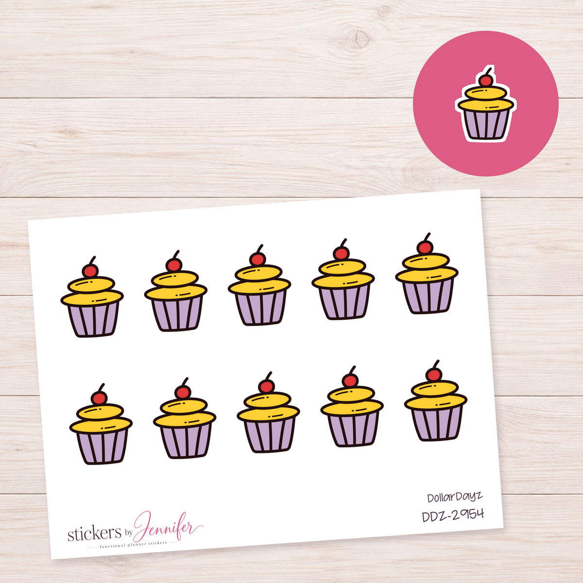 Cherry Cupcake Icon Planner Stickers | DDZ-2954