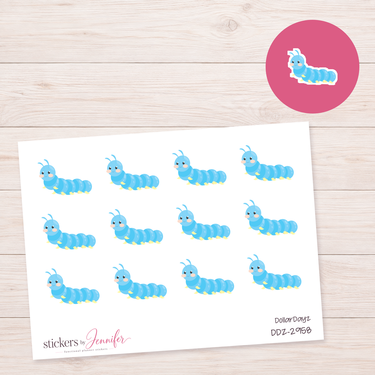 Blue Caterpillar Planner Stickers | DDZ-2958