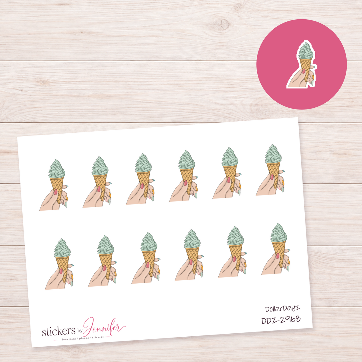 Mint Soft Serve Treat Planner Stickers | DDZ-2968