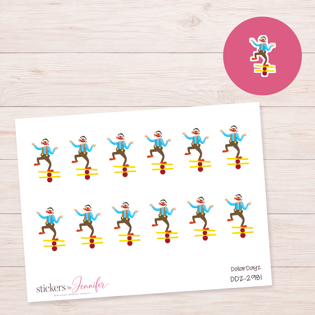 Balancing Clown Planner Stickers | DDZ-2981