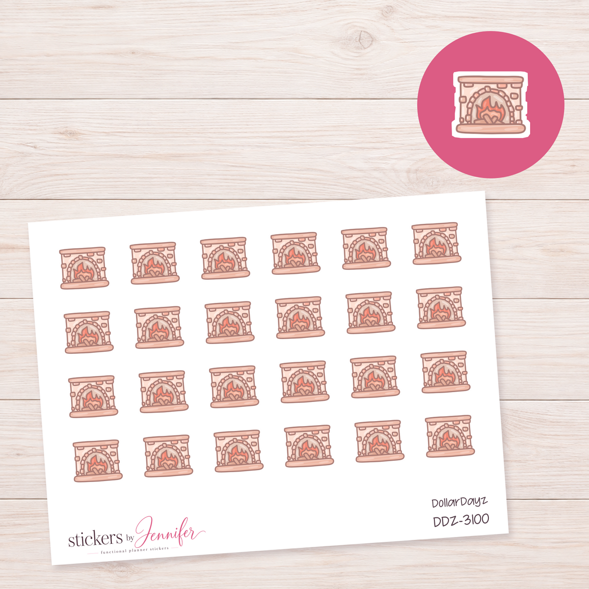 Cozy Fireplace Planner Stickers | DDZ-3100