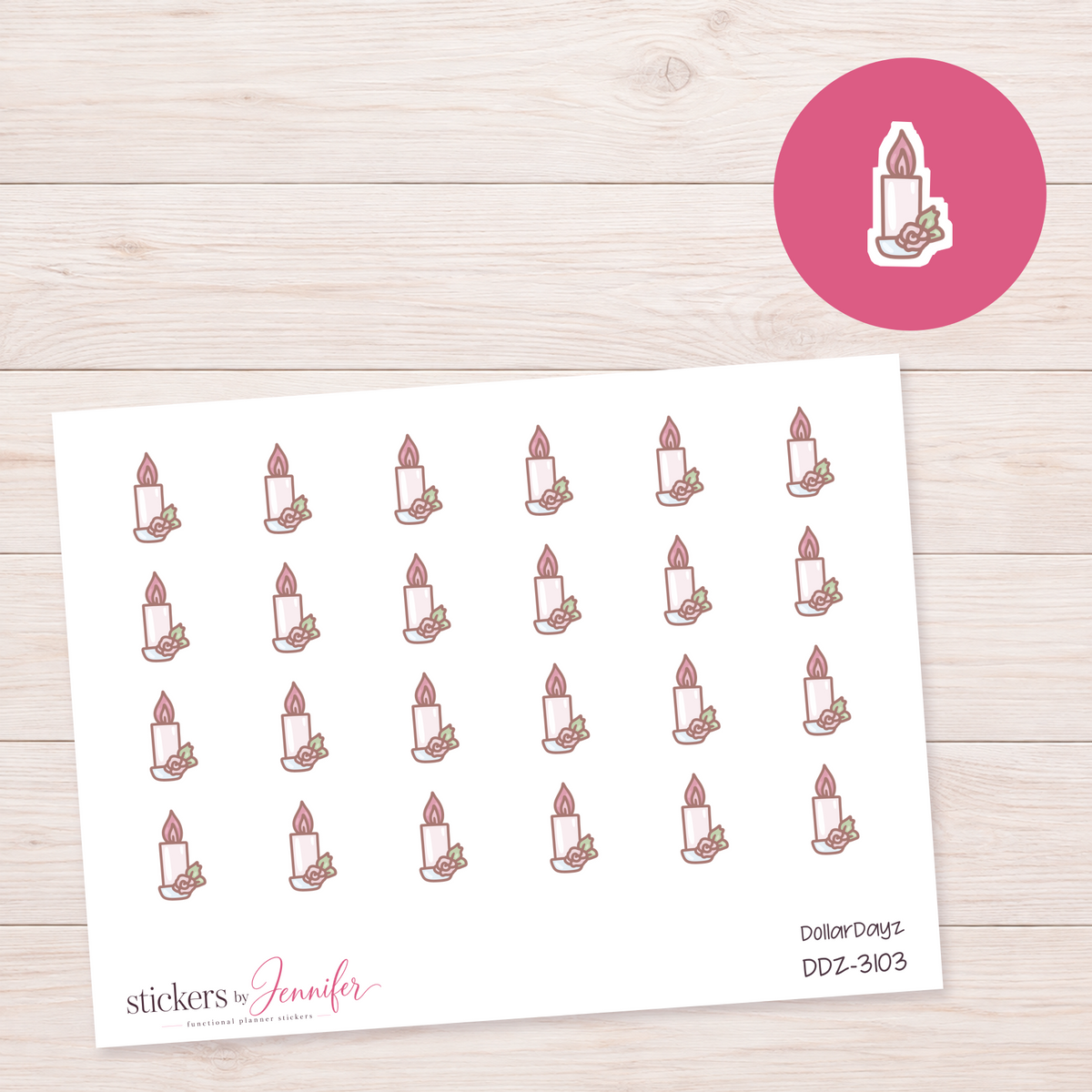 Holly Candle Planner Stickers | DDZ-3103