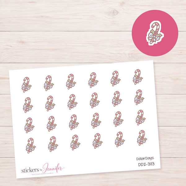 Decorated Candy Cane Planner Stickers | DDZ-3113