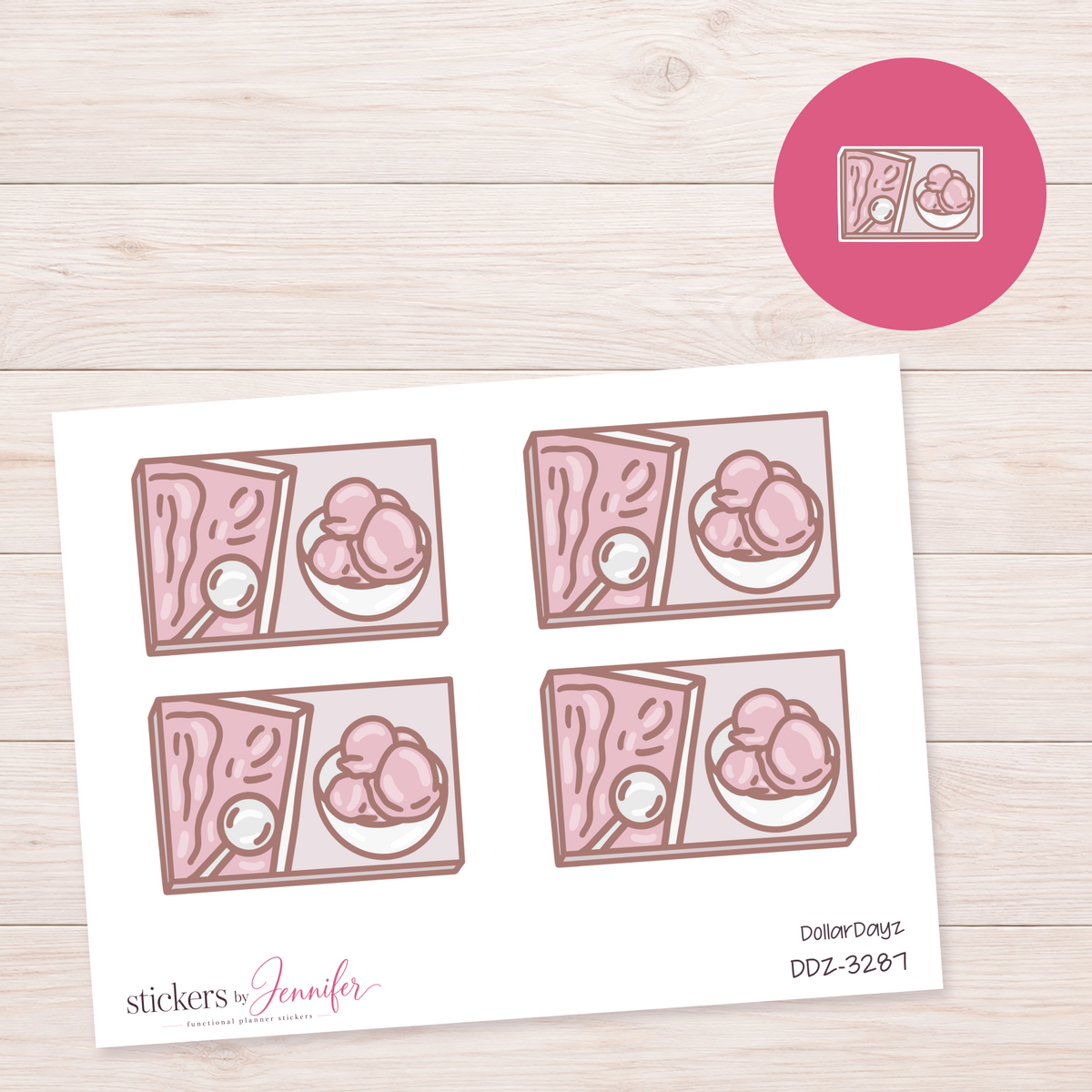 Ice Cream Flatlay Box Planner Stickers | DDZ-3287