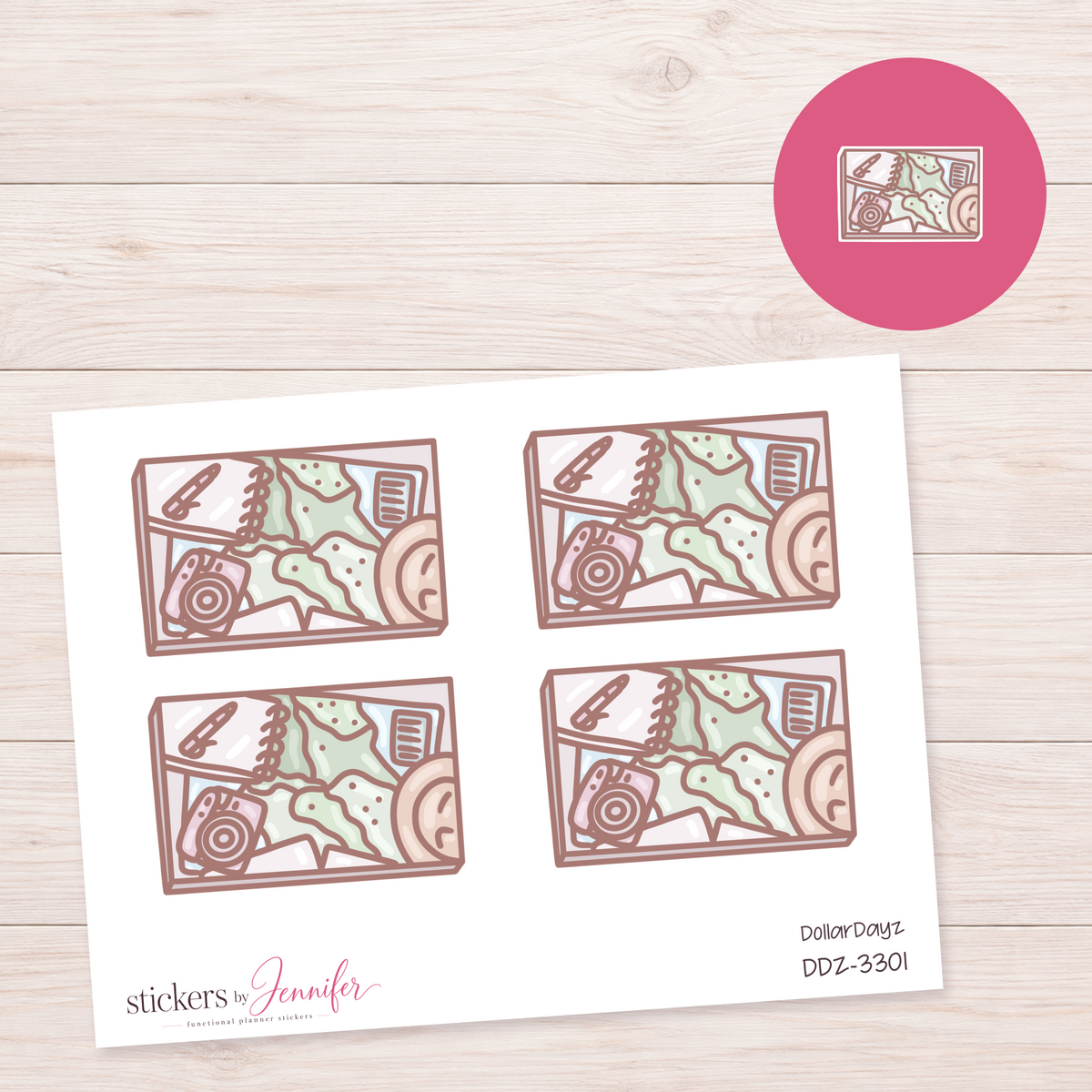 Travel Journal Flatlay Box Planner Stickers | DDZ-3301
