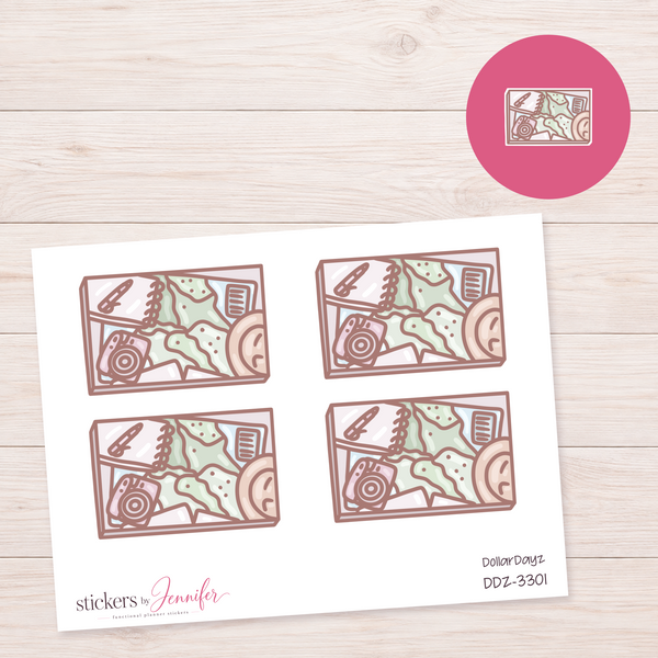 Travel Journal Flatlay Box Planner Stickers | DDZ-3301