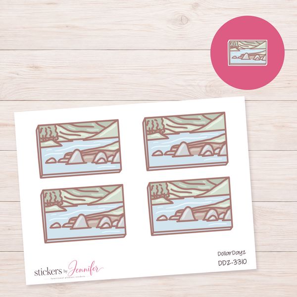 Lakeside Campsite Scene Box Planner Stickers | DDZ-3310