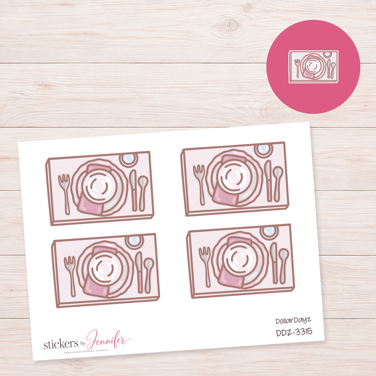 Dinner Place Setting Box Planner Stickers | DDZ-3315