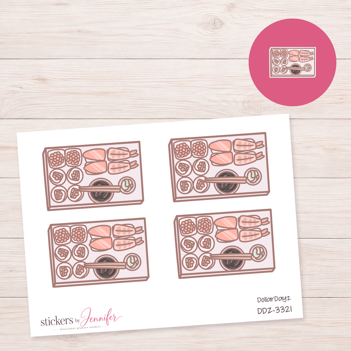 Sushi Meal Flatlay Box Planner Stickers | DDZ-3321