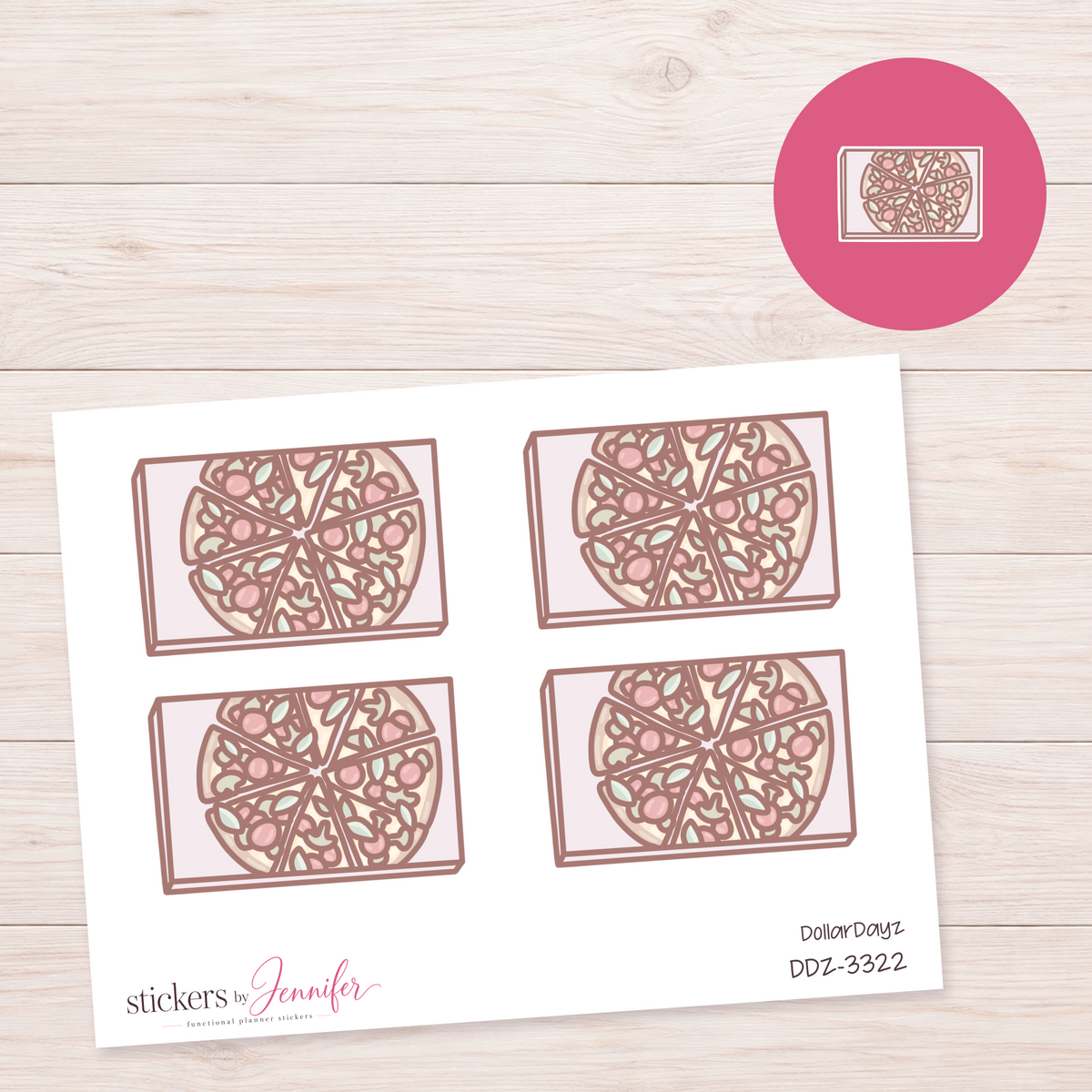 Pizza Night Flatlay Box Planner Stickers | DDZ-3322