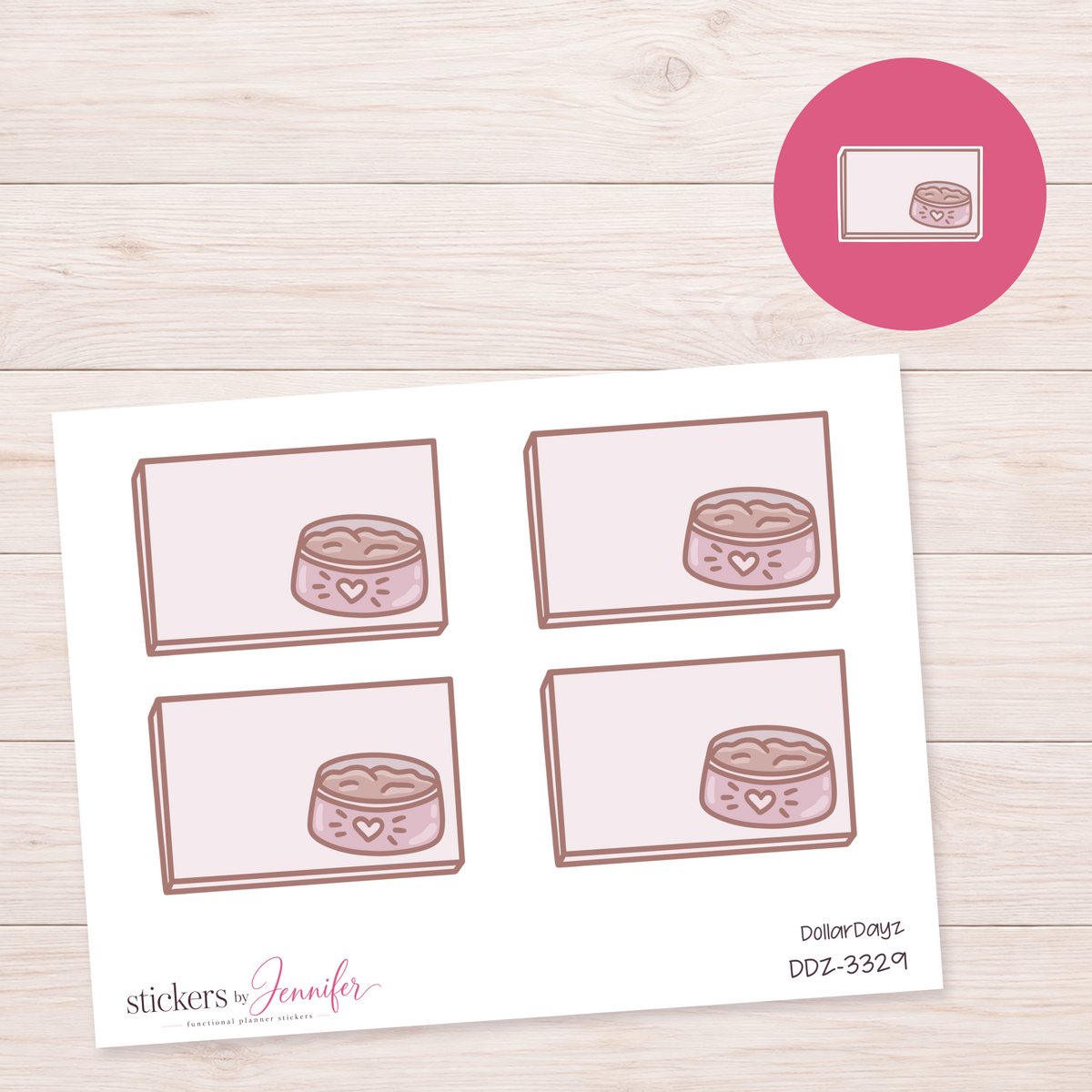 Cat Bowl Note Box Planner Stickers | DDZ-3329