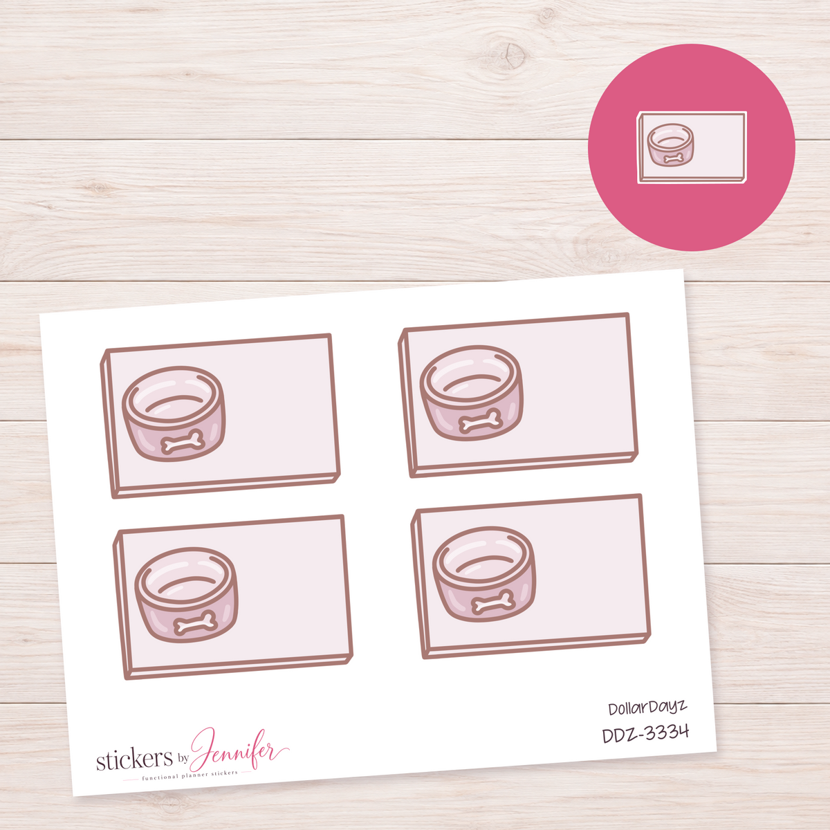 Dog Bowl Note Box Planner Stickers | DDZ-3334