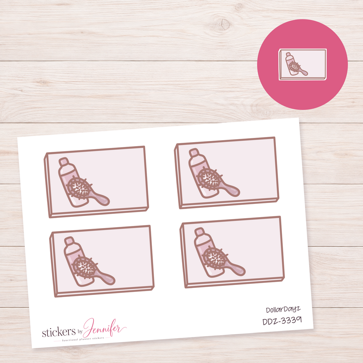 Pet Brush and Shampoo Note Box Planner Stickers | DDZ-3339