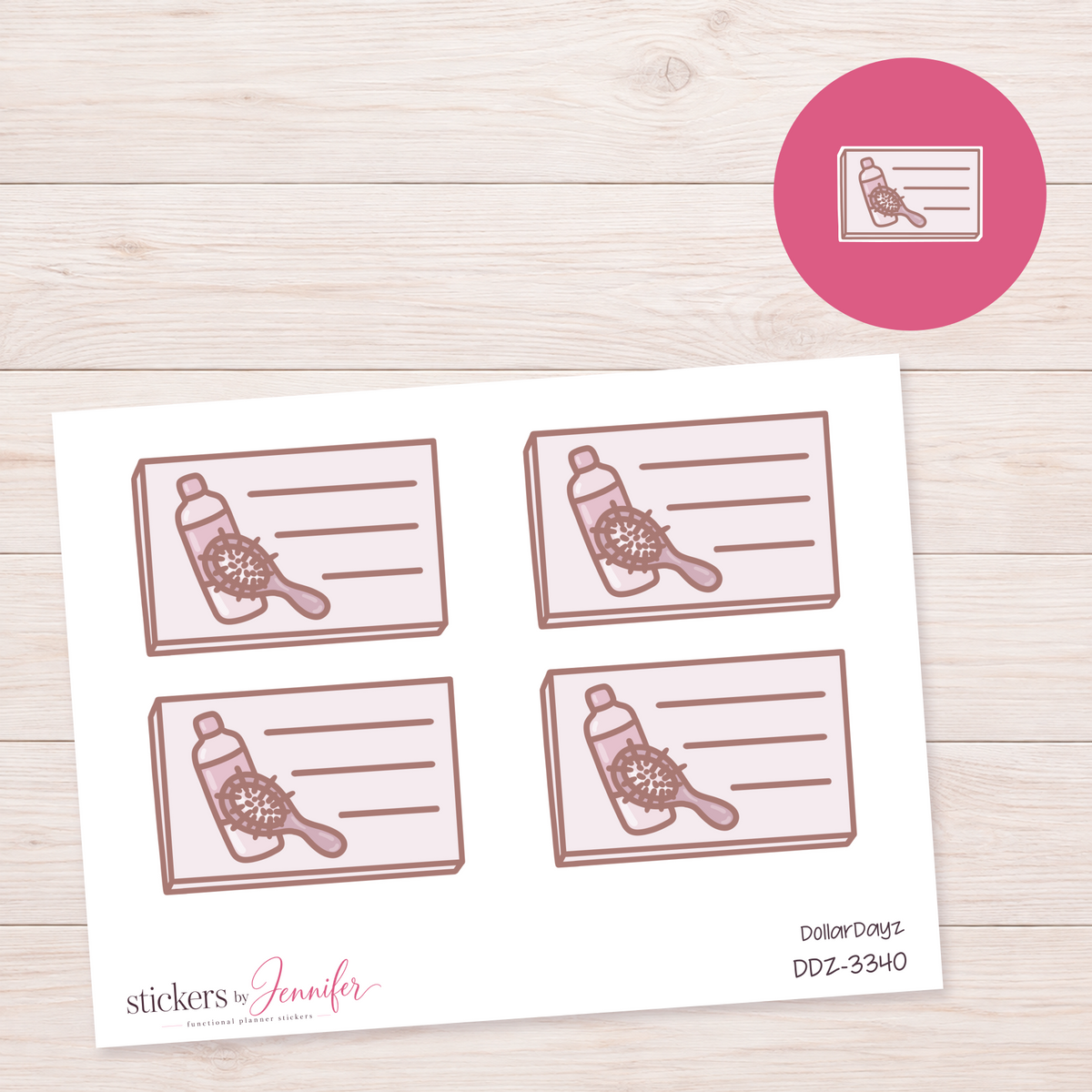 Pet Brush and Shampoo Lined Box Planner Stickers | DDZ-3340