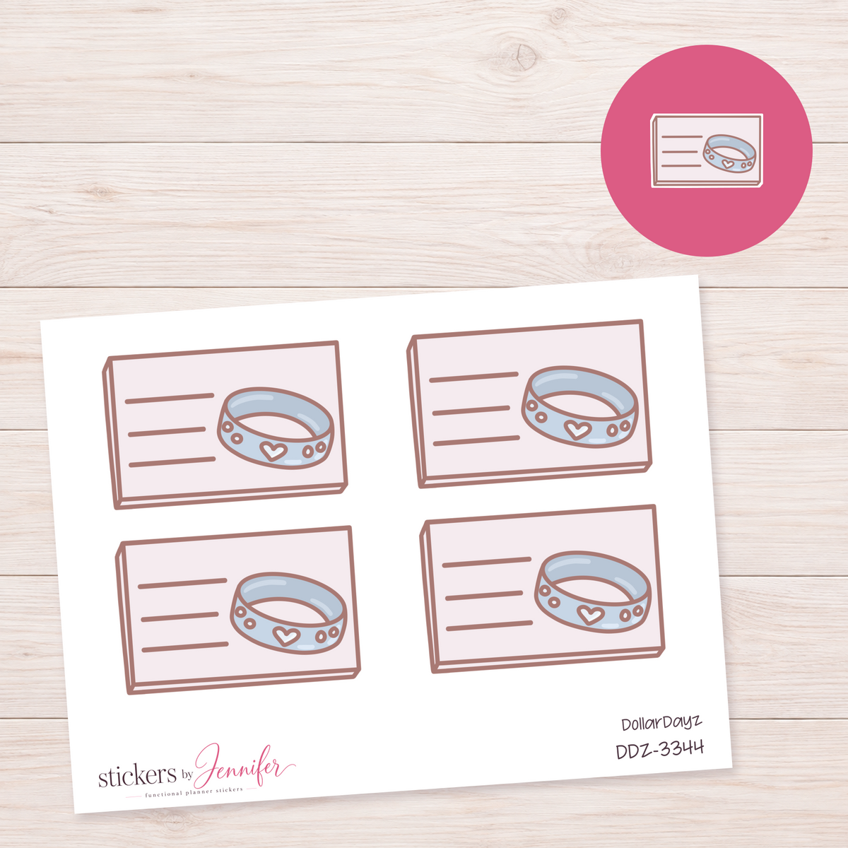 Pet Collar Lined Box Planner Stickers | DDZ-3344
