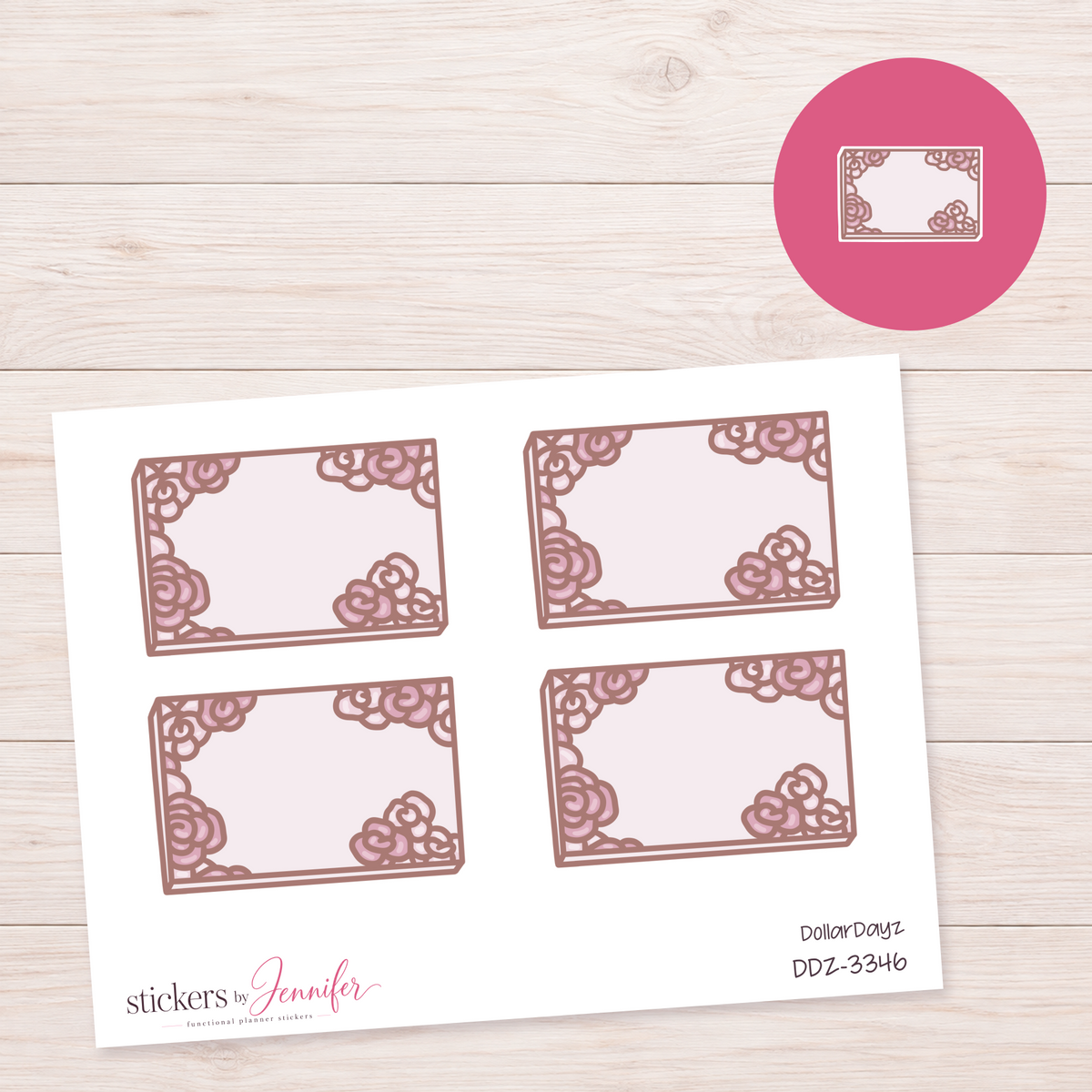 Floral Border Note Box Planner Stickers | DDZ-3346