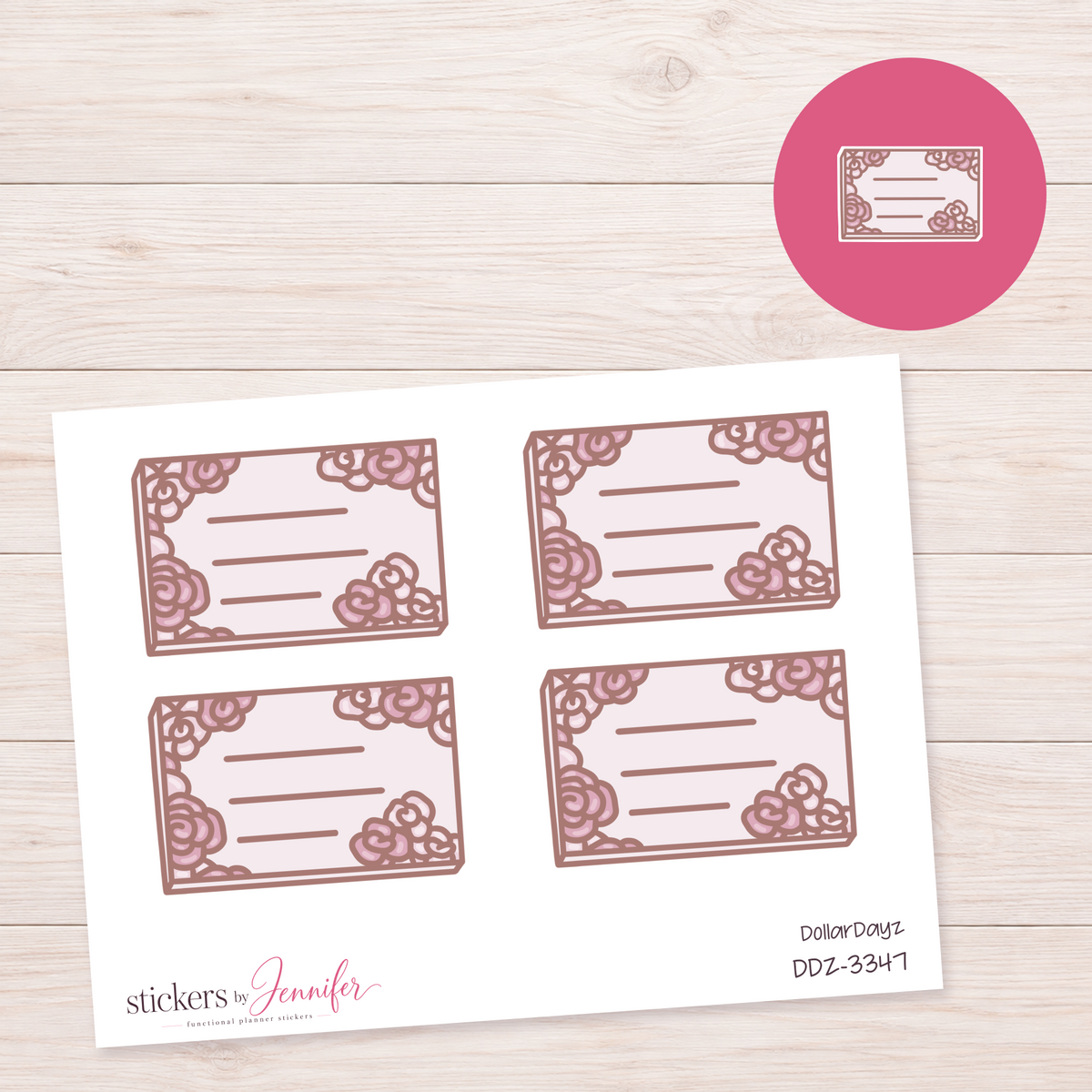 Floral Border Lined Box Planner Stickers | DDZ-3347