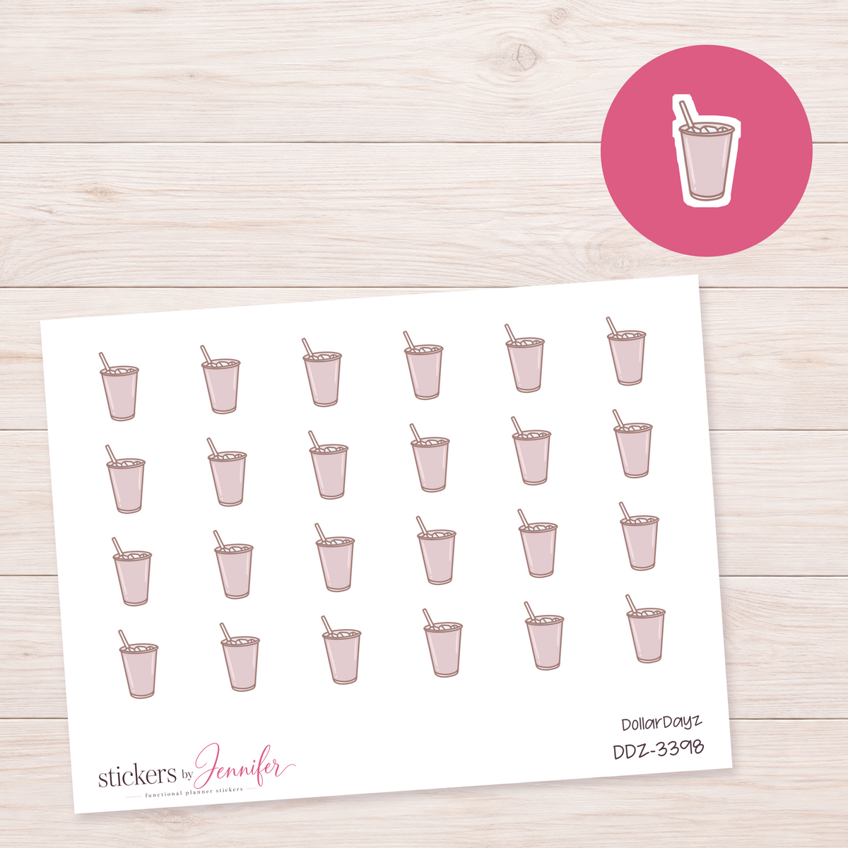 Drink Cup with Straw Planner Stickers | DDZ-3398
