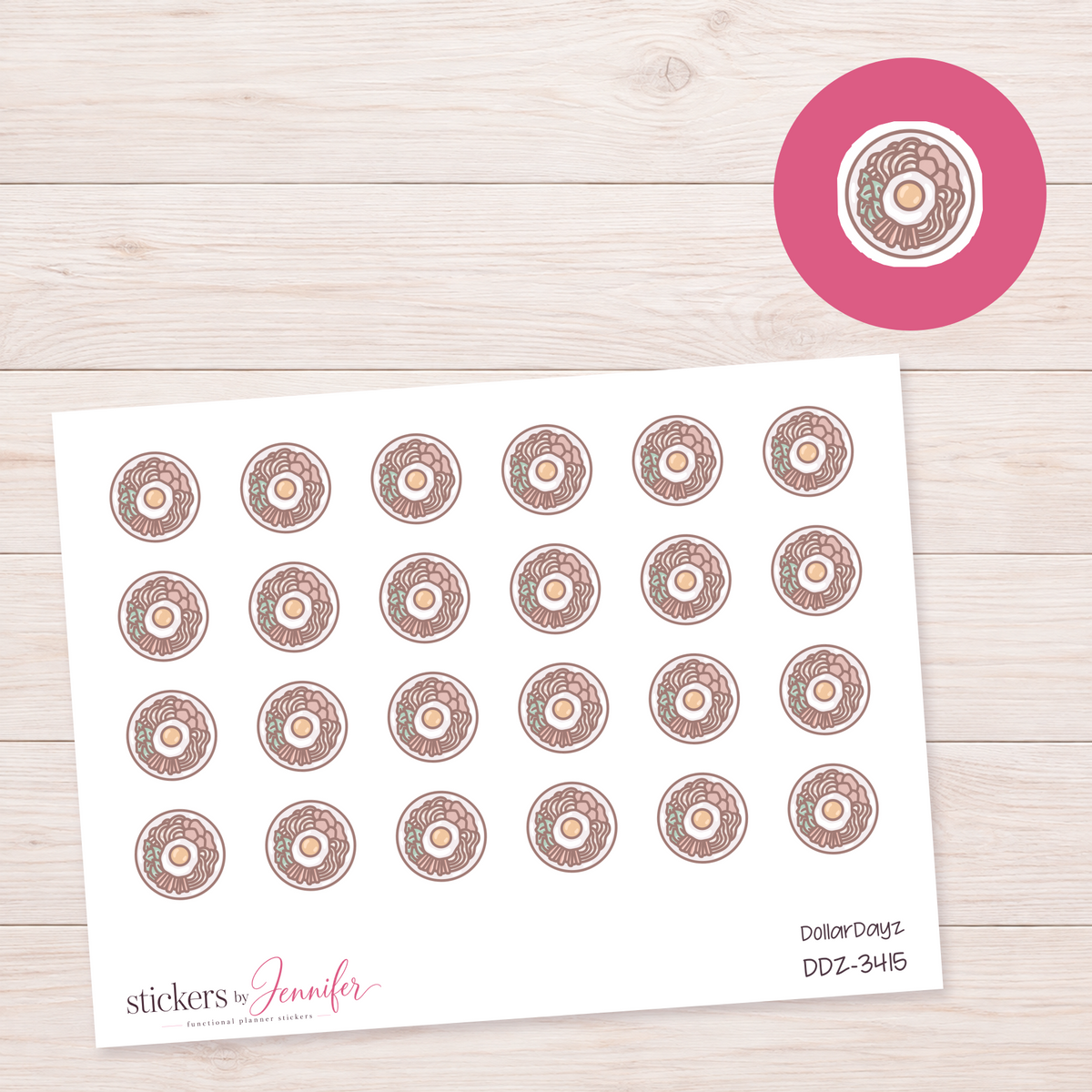 Noodle Bowl with Fried Egg Planner Stickers | DDZ-3415