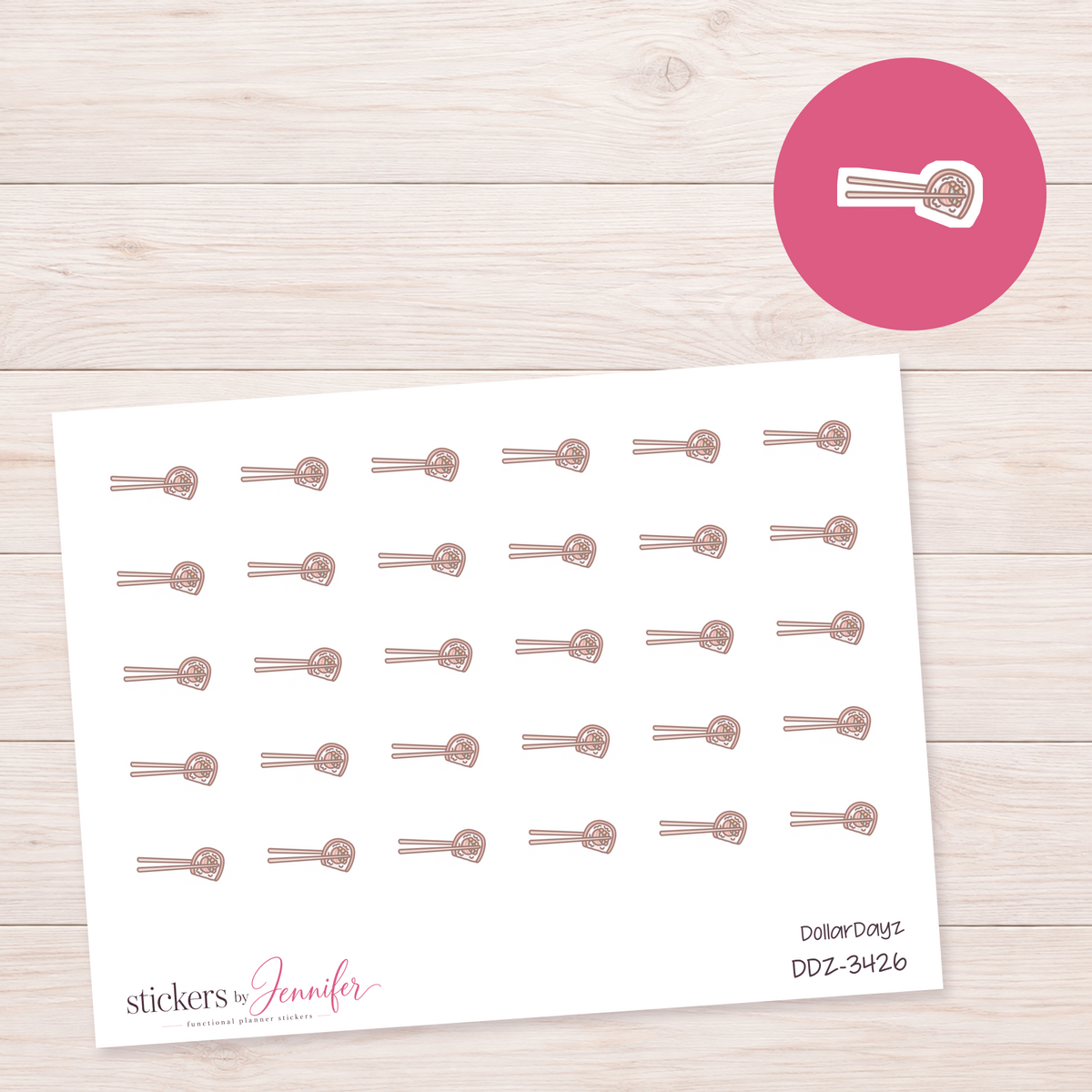 Sushi Roll in Chopsticks Planner Stickers | DDZ-3426
