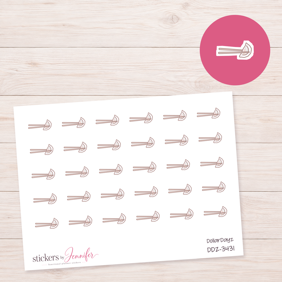 Dumpling in Chopsticks Planner Stickers | DDZ-3431