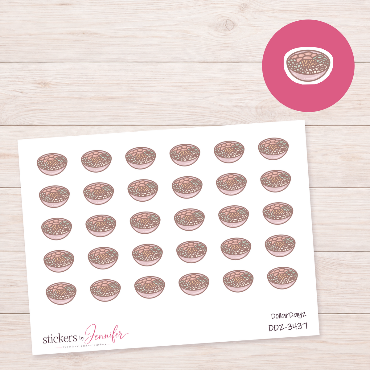 Rice and Vegetable Bowl Planner Stickers | DDZ-3437