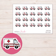 Ambulance Planner Stickers | DDZ-3467 — 4 × 3 inch sheet and enlarged sticker detail
