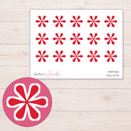 Asterisk Planner Stickers | DDZ-3470 — 4 × 3 inch sheet and enlarged sticker detail