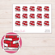 Books Planner Stickers | DDZ-3474 — 4 × 3 inch sheet and enlarged sticker detail