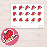 Baking Planner Stickers | DDZ-3475 — 4 × 3 inch sheet and enlarged sticker detail