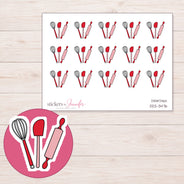 Baking Day Planner Stickers | DDZ-3476 — 4 × 3 inch sheet and enlarged sticker detail