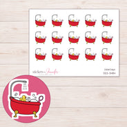 Bath Planner Stickers | DDZ-3484 — 4 × 3 inch sheet and enlarged sticker detail